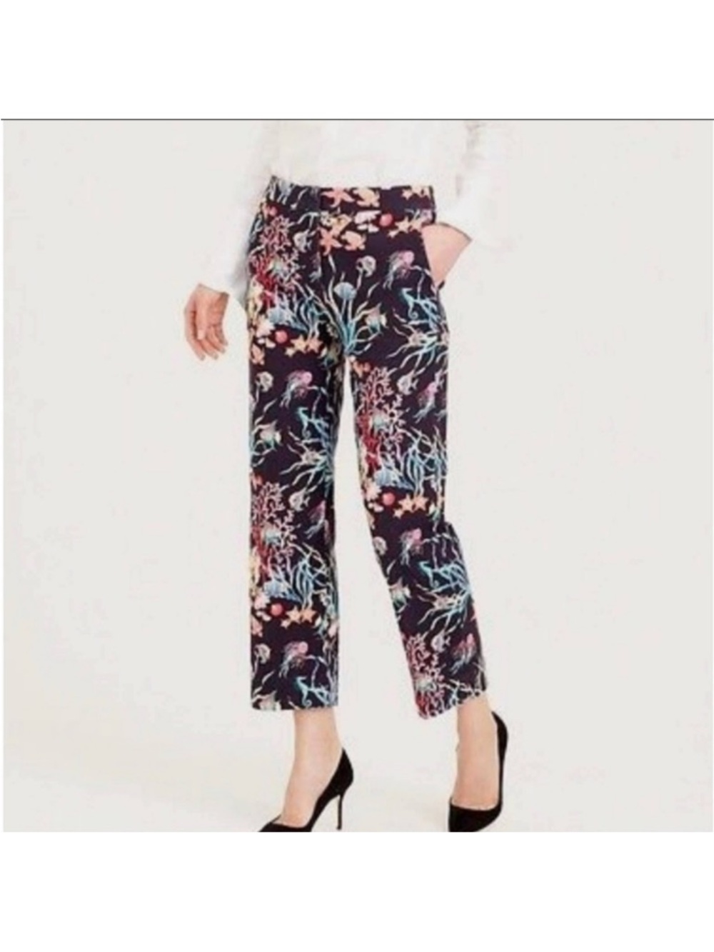 J.CREW COLLECTION Patio Navy Pants Trousers in Ratti Under The Sea Print - Sz 4